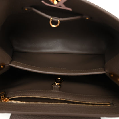 Louis Vuitton Taurillon Capucines MM Smokey Brown Green Creme Pink 5 of 9