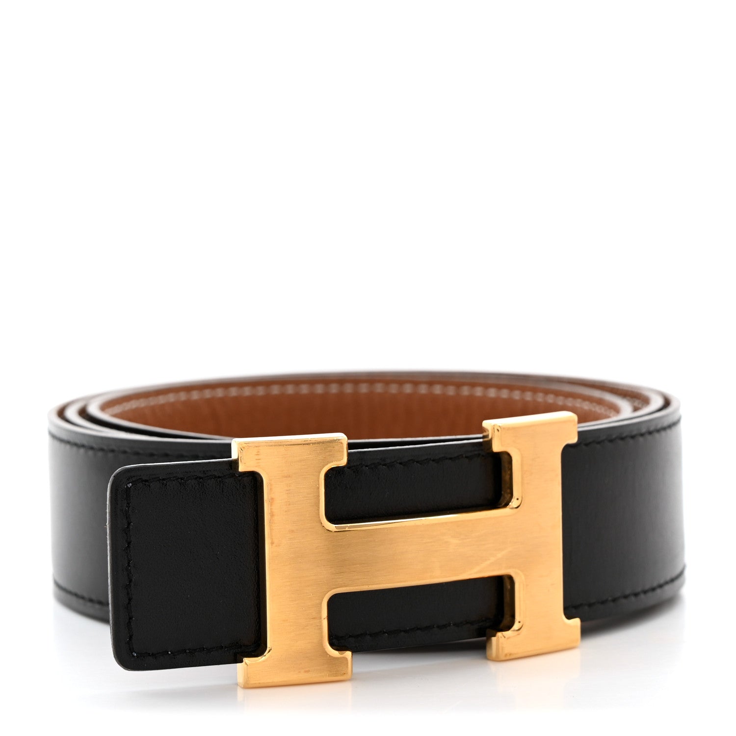 Hermes Swift Togo 32mm H Belt 90 Black Gold 1 of 10