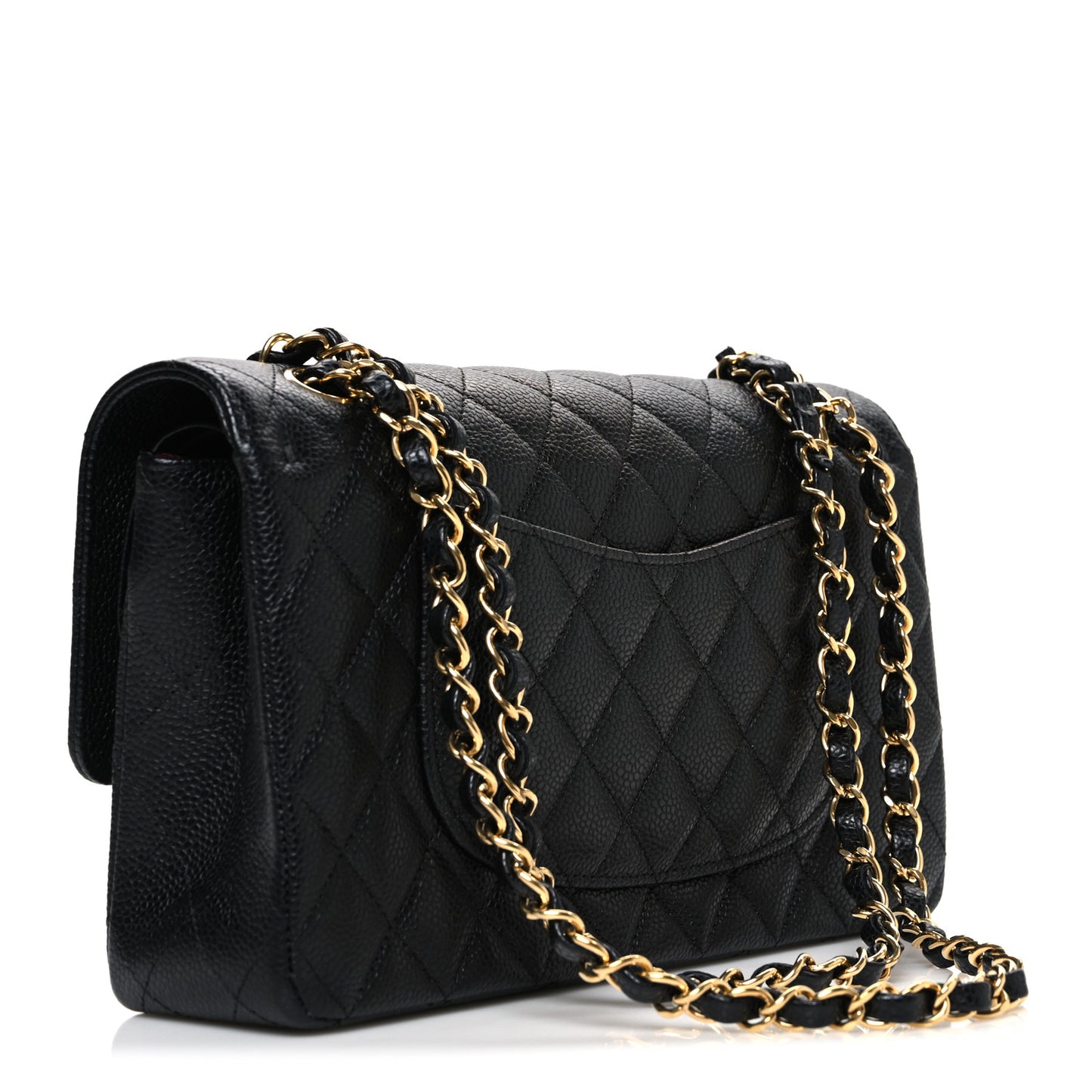 Caviar Quilted Medium Double Flap Black