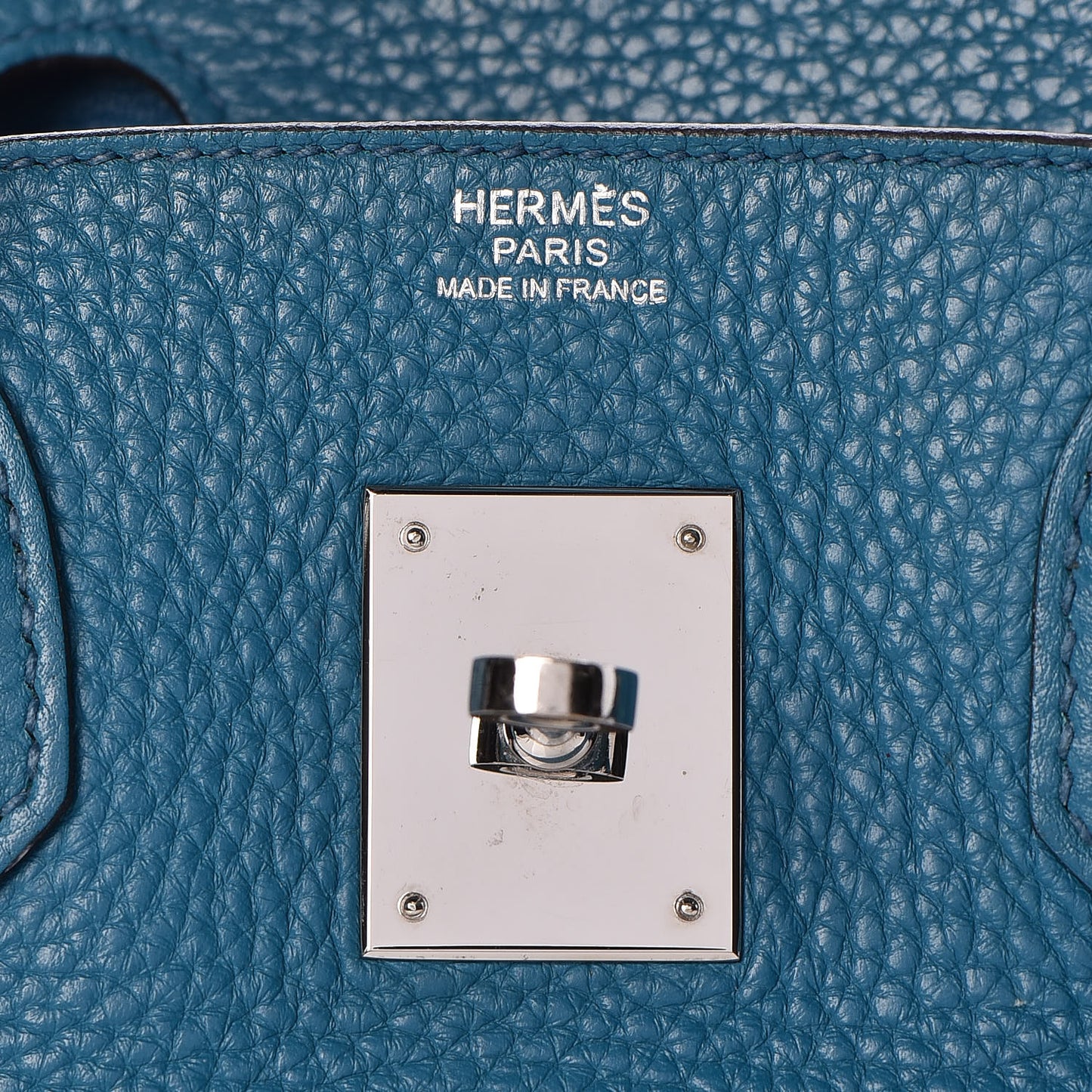 Taurillon Clemence Birkin 30 Bleu Izmir