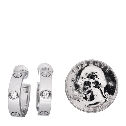 Cartier 18K White Gold 2 Diamond 5.5mm LOVE Hoop Earrings 2 of 7