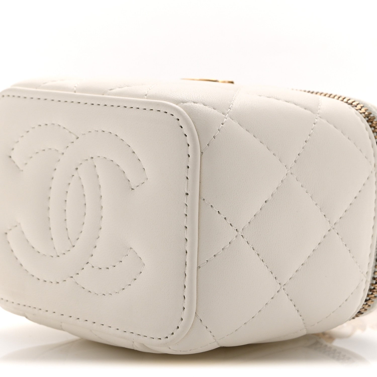 Chanel Lambskin Quilted Pearl Crush Mini Vanity Case With Chain