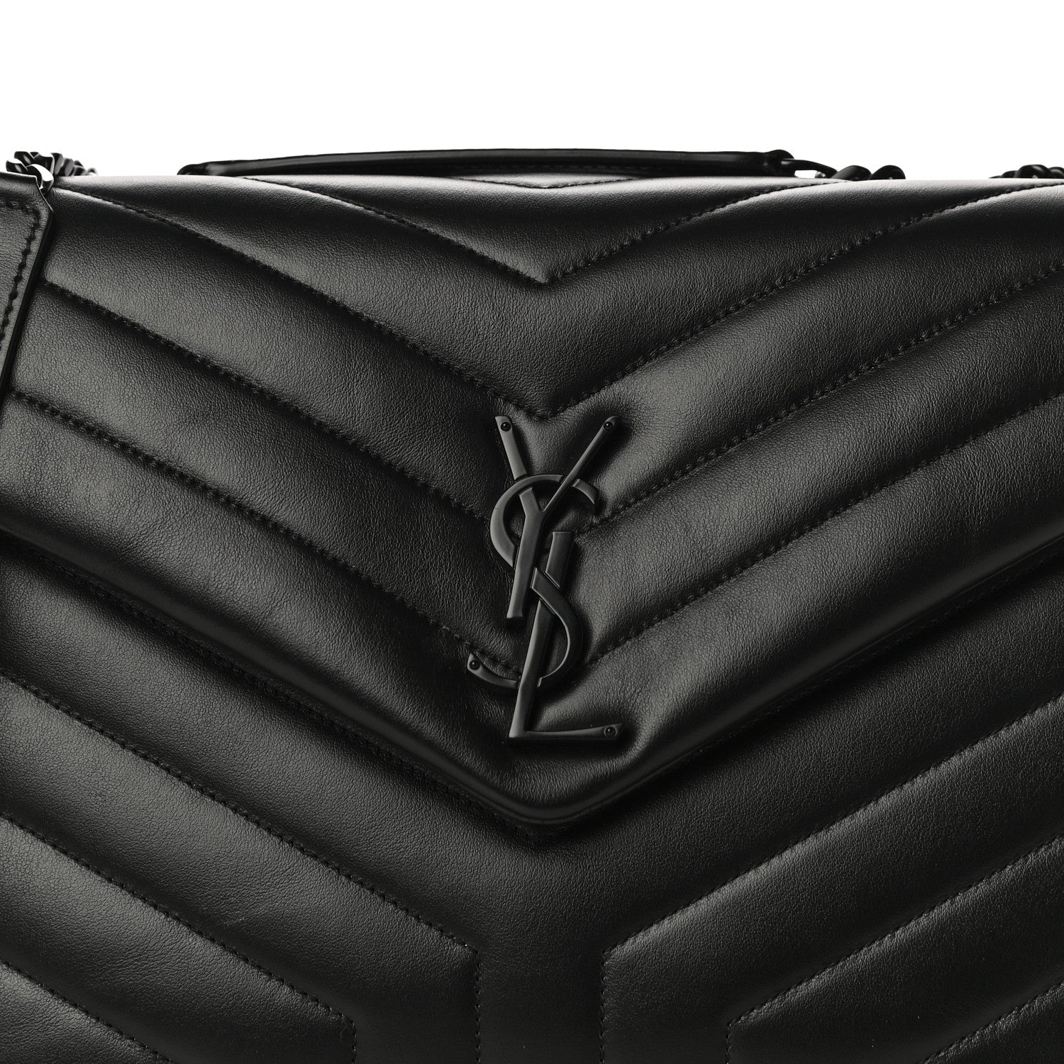 Saint Laurent Calfskin Y Quilted Monogram Medium Loulou Chain Satchel Black 7 of 11