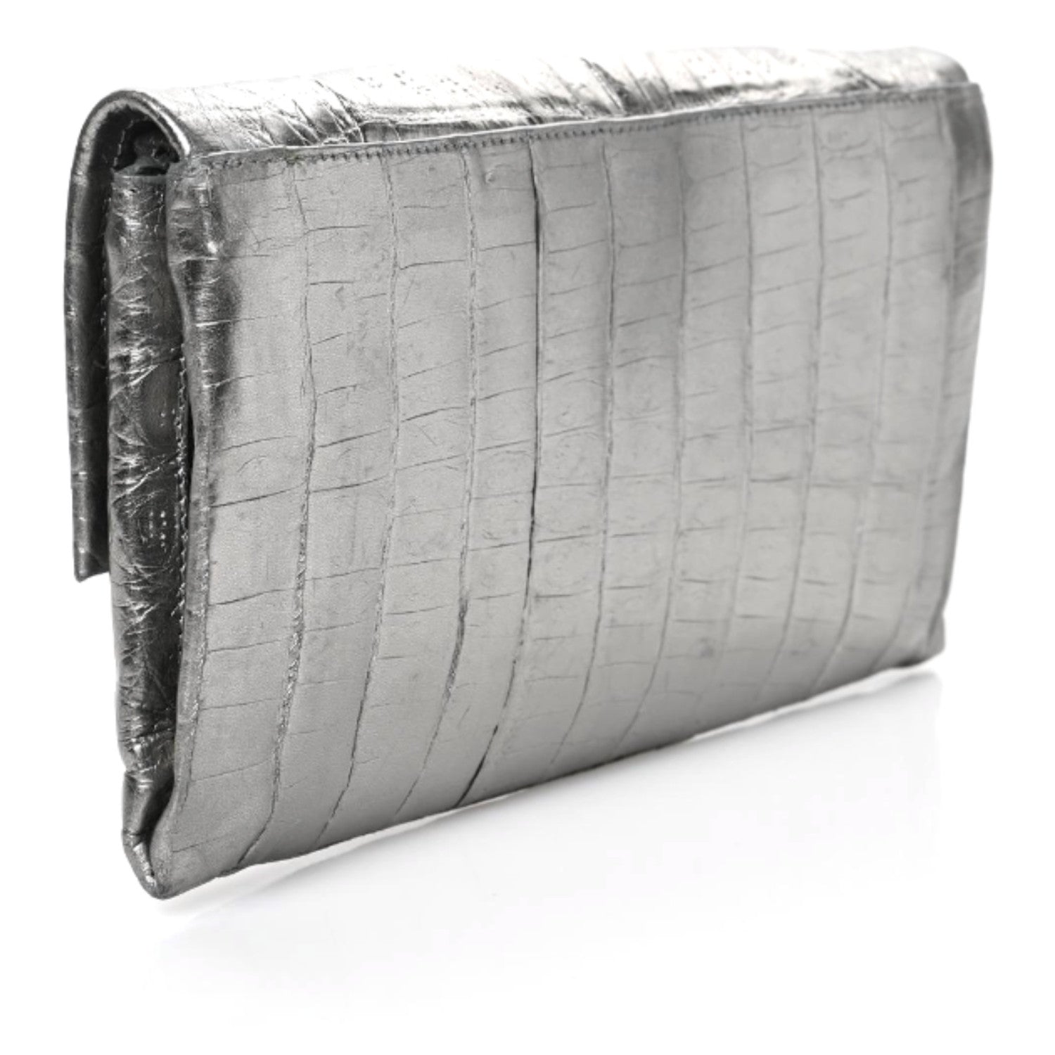 Nancy Gonzalez Metallic Crocodile Clutch Silver 4 of 9