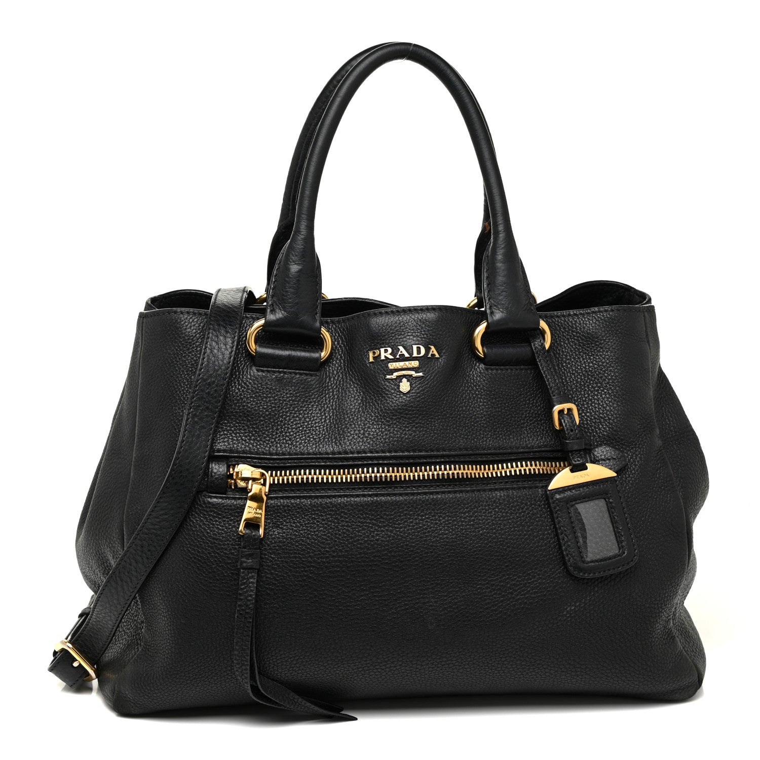 Prada Vitello Daino Shopping Satchel Black 1 of 18