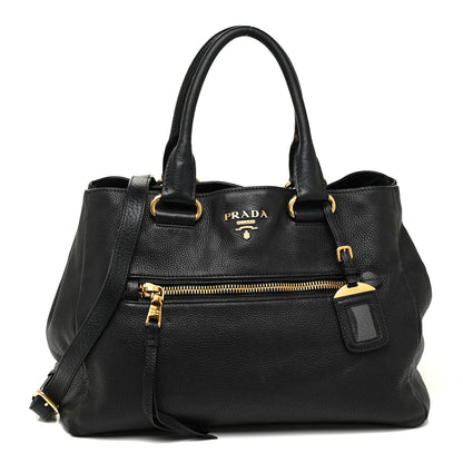 Prada Vitello Daino Shopping Satchel Black 1 of 18