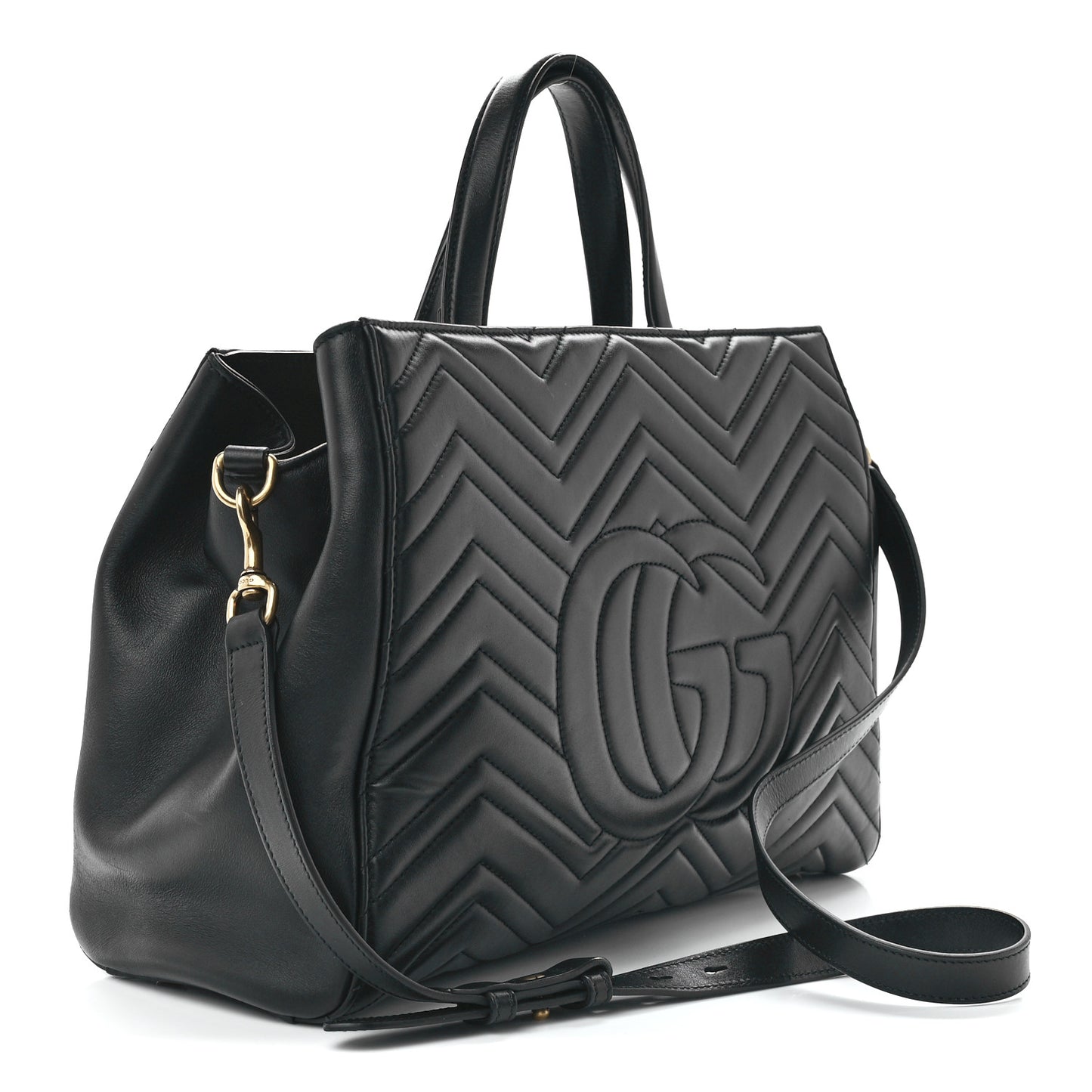 Calfskin Matelasse Medium GG Marmont Tote Black