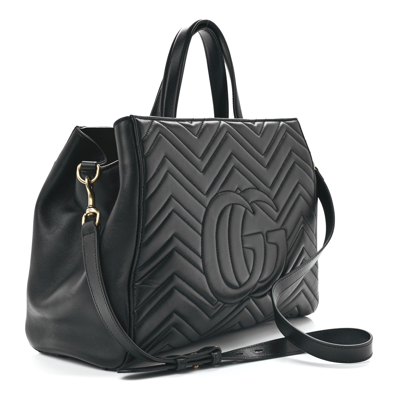 Gucci Calfskin Matelasse Medium GG Marmont Tote Black 3 of 12