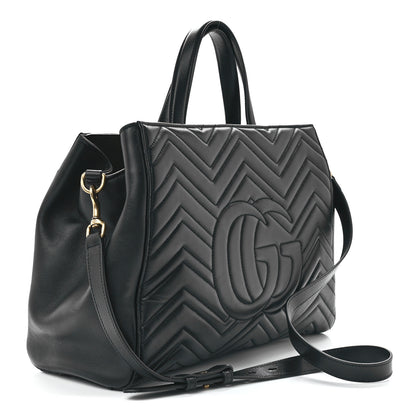 Gucci Calfskin Matelasse Medium GG Marmont Tote Black 3 of 12