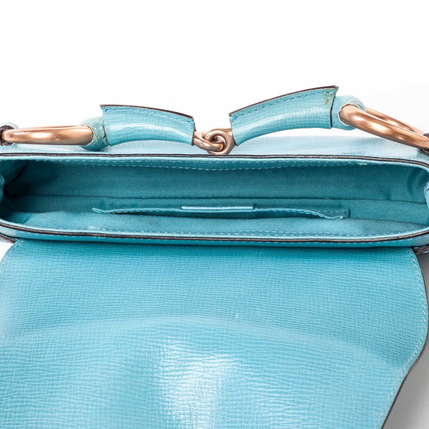 Leather Horsebit Clutch Bag Turquoise