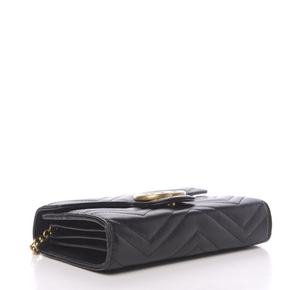 Gucci Calfskin Matelasse GG Marmont Chain Wallet Black 4 of 11