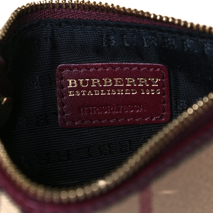 Burberry Haymarket Check Key Ring Coin Case Burgundy 6 of 8