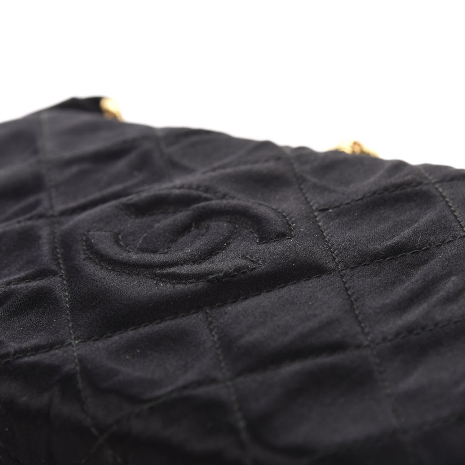 Chanel Satin Quilted Shoulder Bag Black 11 of 12