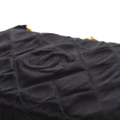 Chanel Satin Quilted Shoulder Bag Black 11 of 12