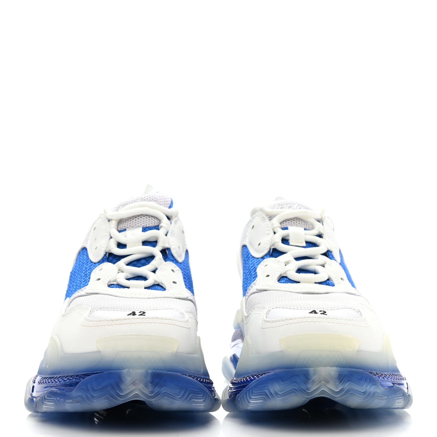 Fabric Mesh Clear Sole Mens Triple S Sneakers 42 White Blue Grey