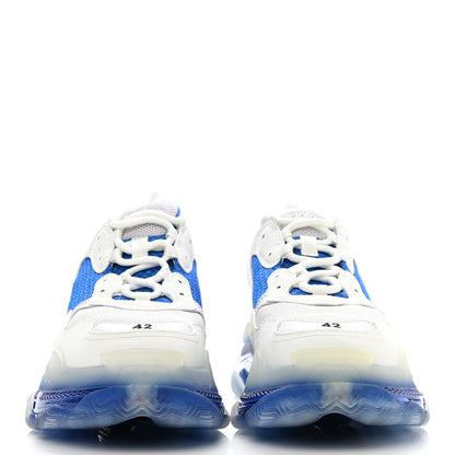 Balenciaga Fabric Mesh Clear Sole Mens Triple S Sneakers 42 White Blue Grey 2 of 11