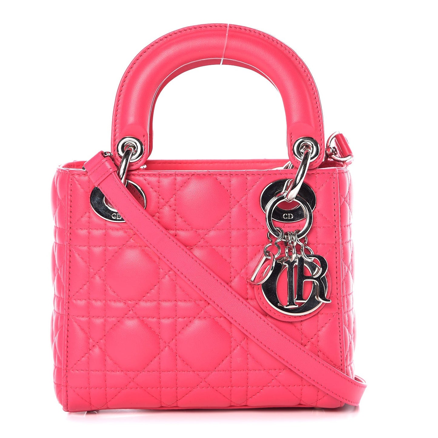 Lambskin Cannage Mini Lady Dior Fuchsia
