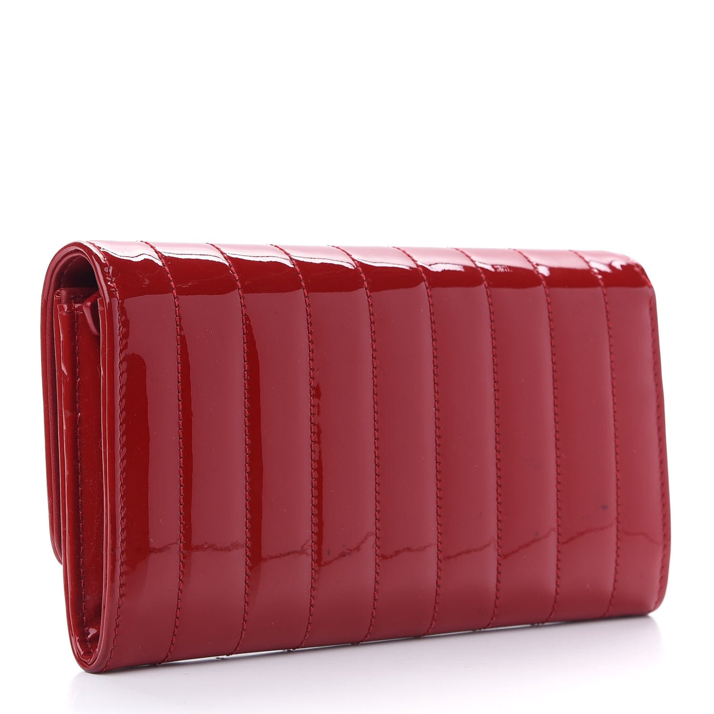Patent Calfskin Matelasse Monogram Large Vicky Continental Wallet Rouge Eros