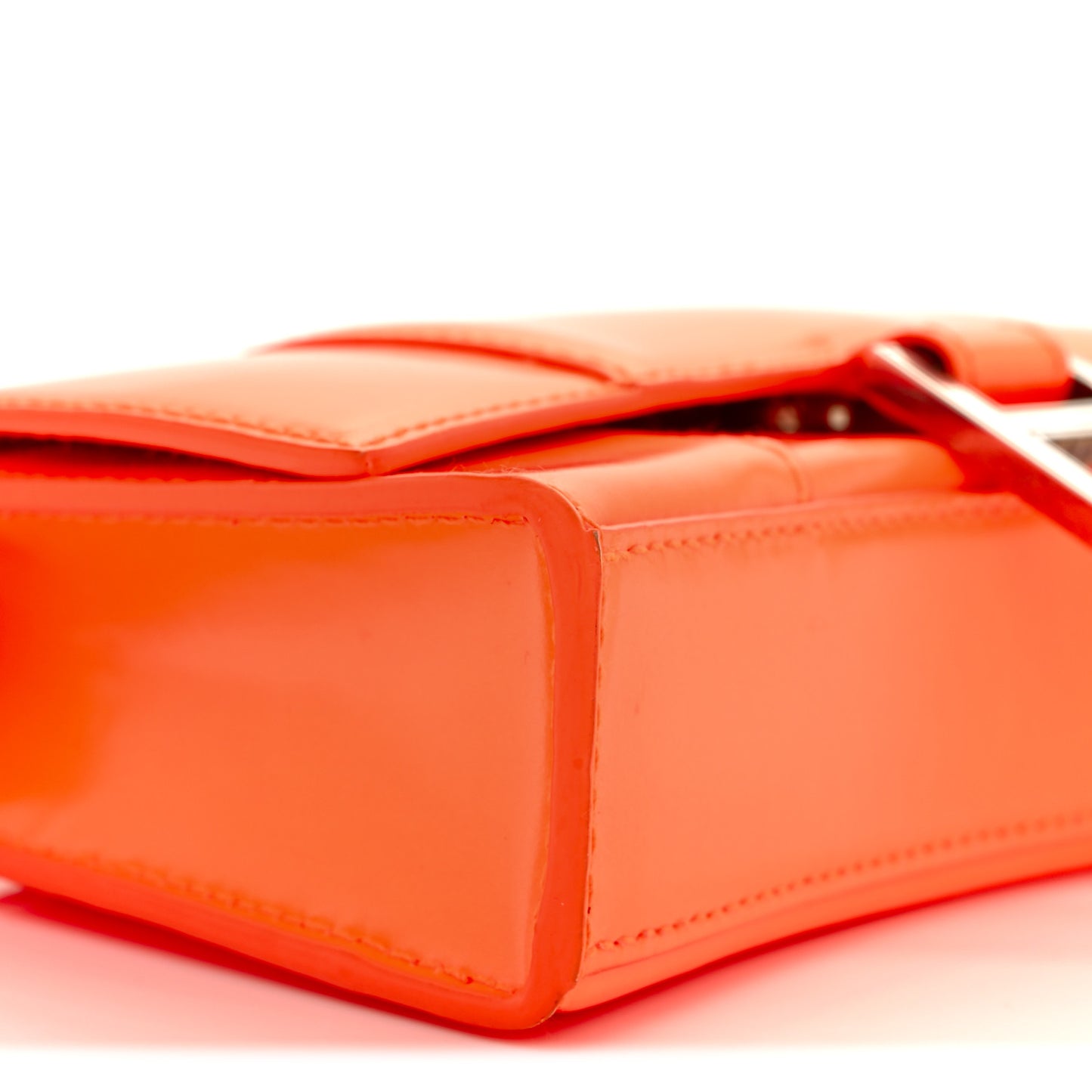 Shiny Box Calfskin Hourglass Chain Bag Fluo Orange