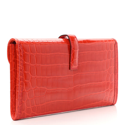 Hermes Shiny Niloticus Crocodile Jige Elan 29 Clutch Bougainvillea 3 of 7