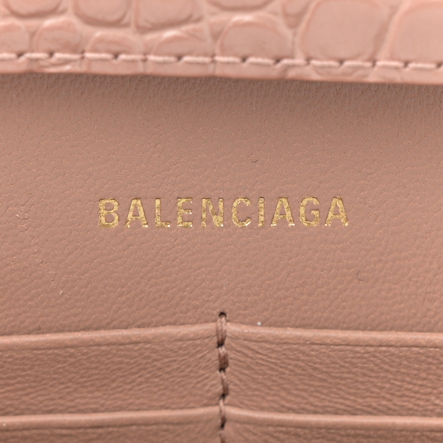 Shiny Calfskin Crocodile Embossed Hourglass Chain Bag Nude Beige
