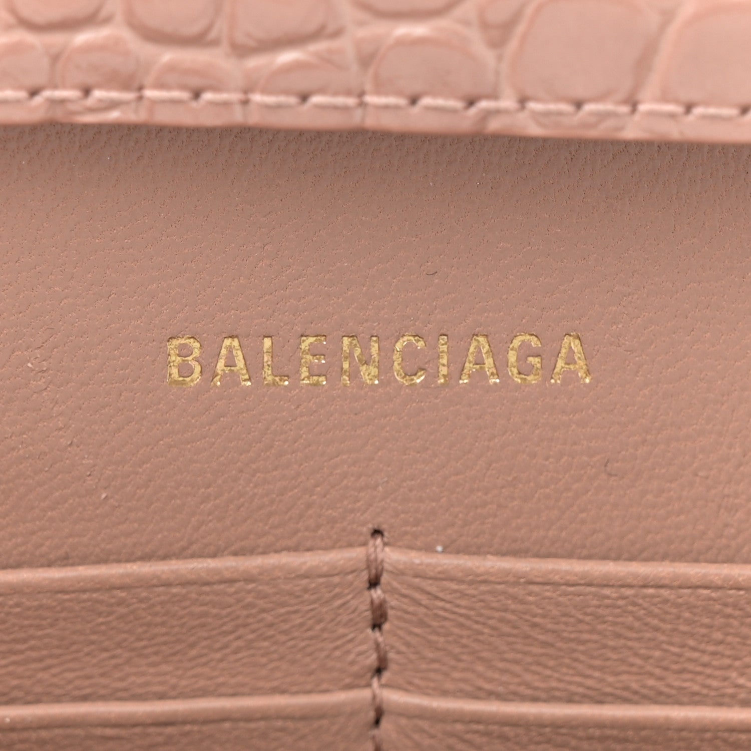 Balenciaga Shiny Calfskin Crocodile Embossed Hourglass Chain Bag Nude Beige 6 of 11