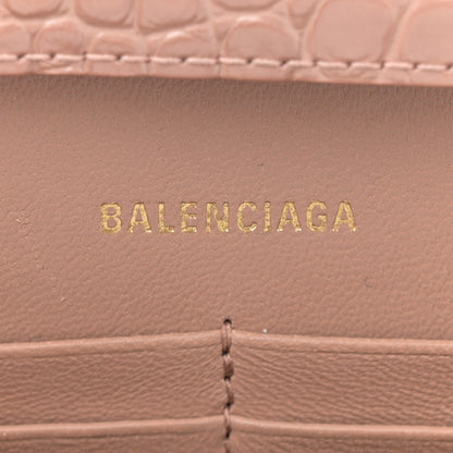 Balenciaga Shiny Calfskin Crocodile Embossed Hourglass Chain Bag Nude Beige 6 of 11