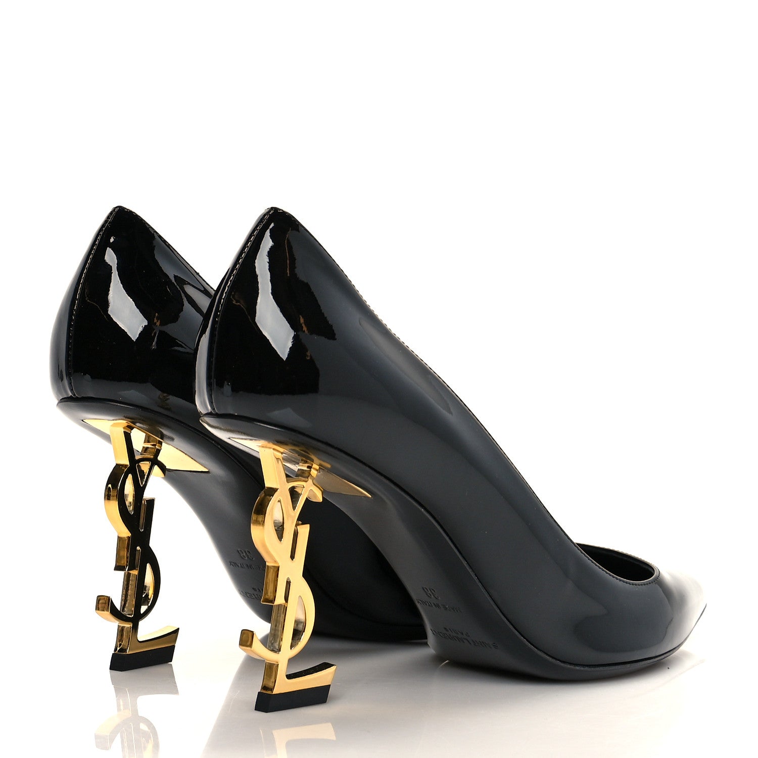 Saint Laurent Patent Calfskin Opyum 85 Pumps 38 Black Gold 4 of 9