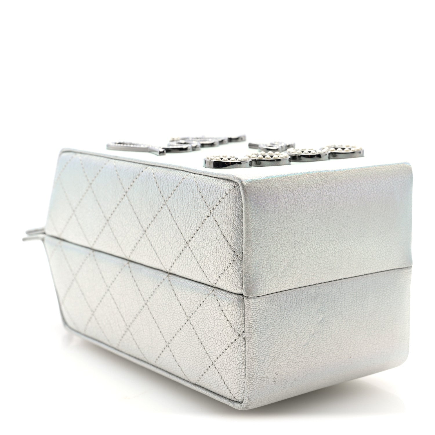 Chanel Metallic Goatskin Lait de Coco Milk Carton Bag Silver 3 of 9