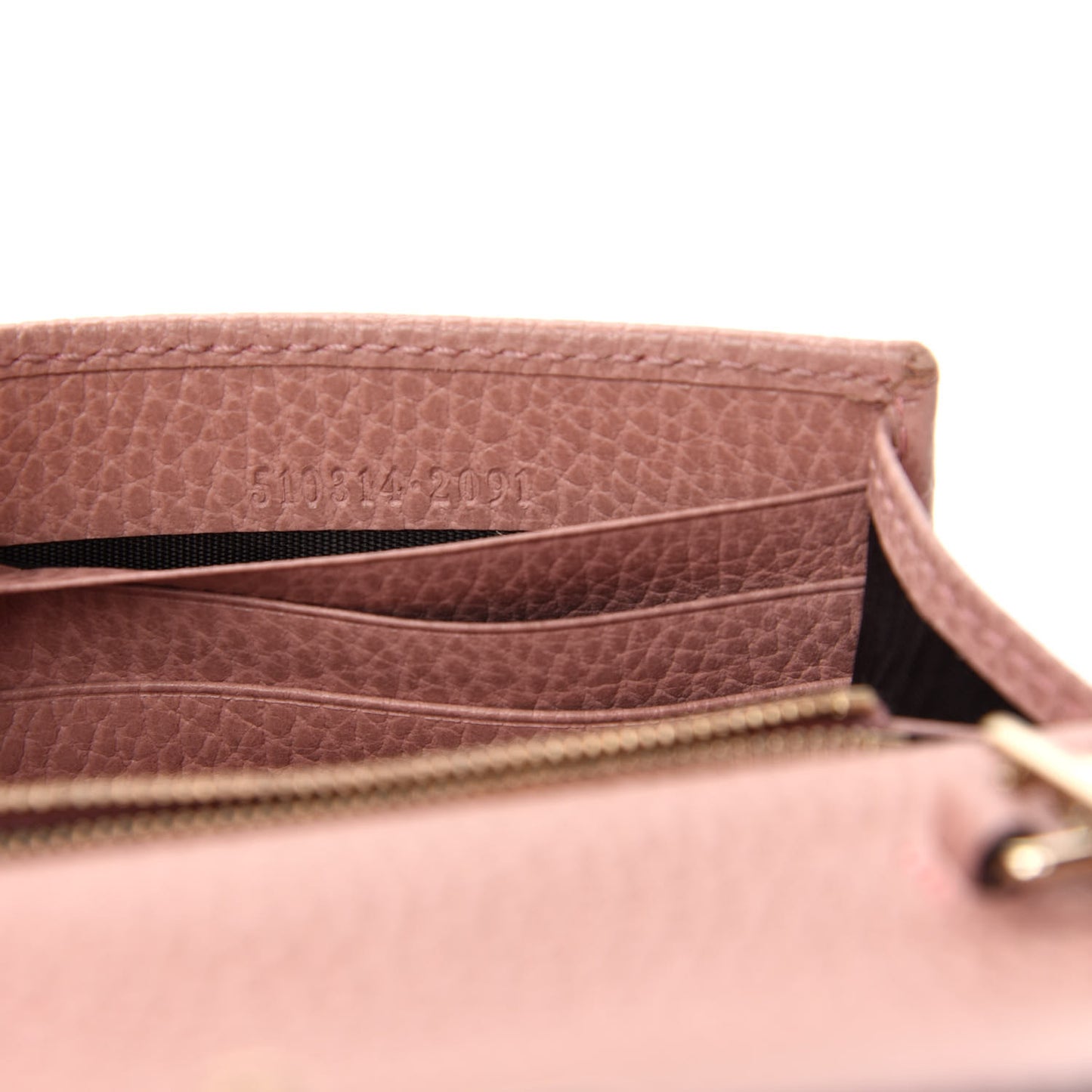 Dollar Calfskin Interlocking G Chain Wallet Soft Pink