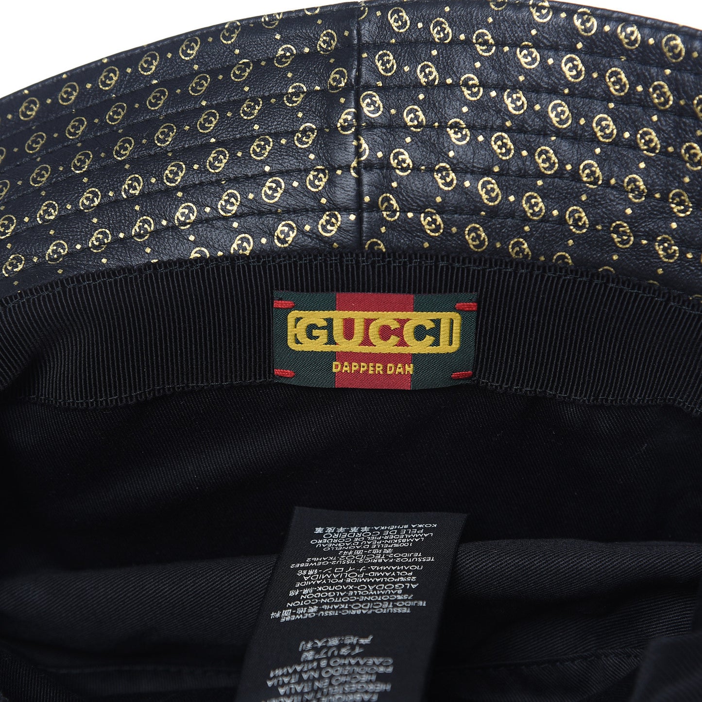 X DAPPER DAN Velvet Nappa Ayers GG Micro Monogram Fedora S Black
