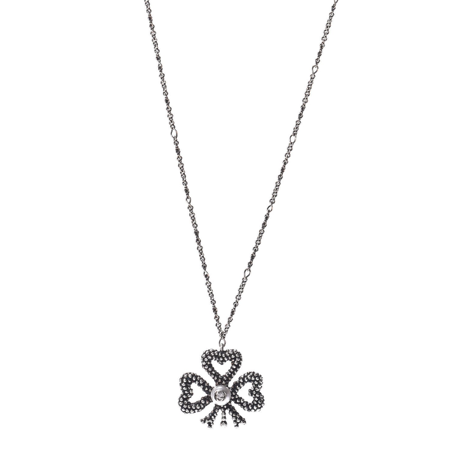 Sterling Silver Heart Ribbon Pendant Necklace