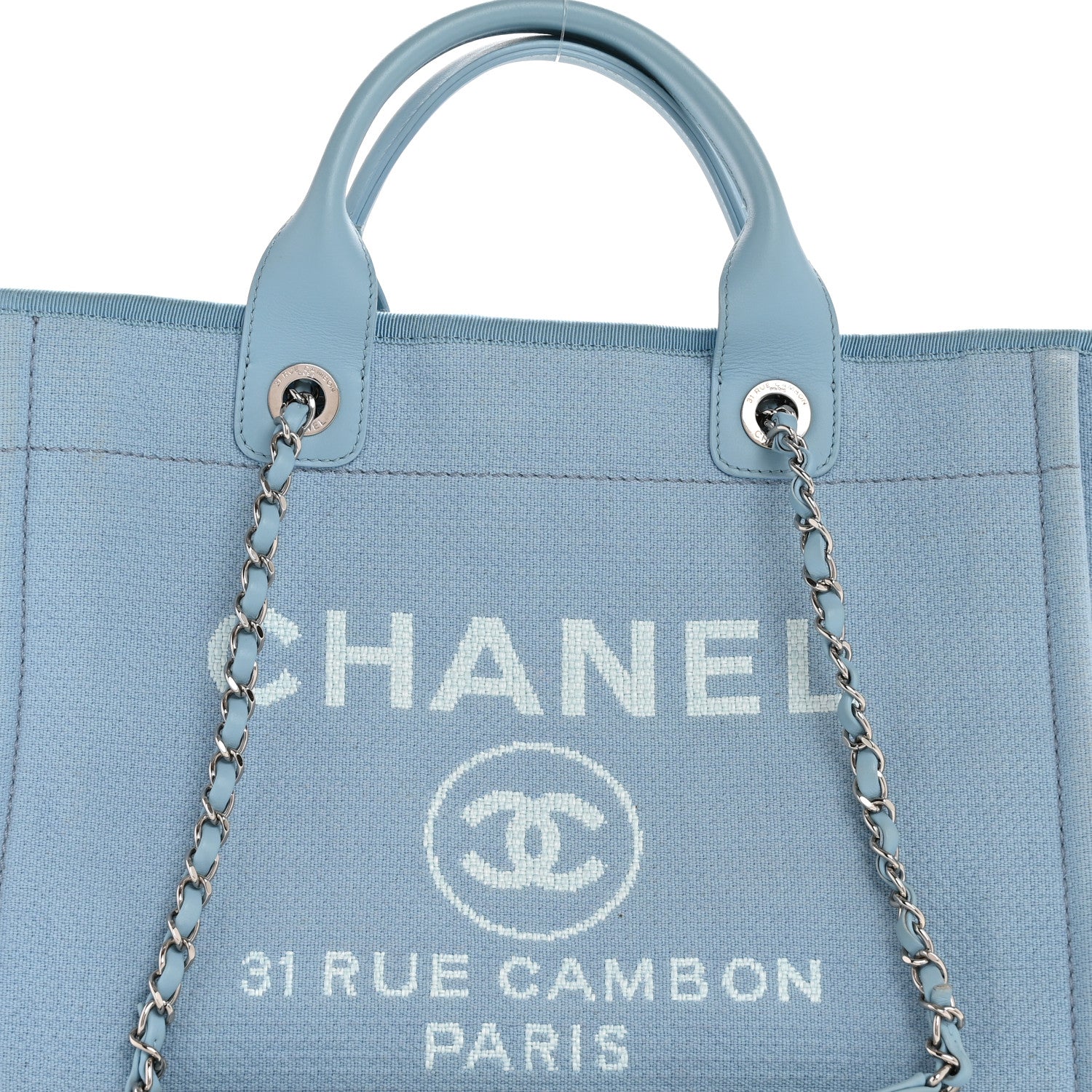 Chanel Mixed Fibers Small Deauville Tote Light Blue 9 of 12