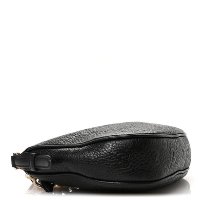 Gucci GG Grainy Calfskin Emblem Small Half Moon Shoulder Bag Black 4 of 11