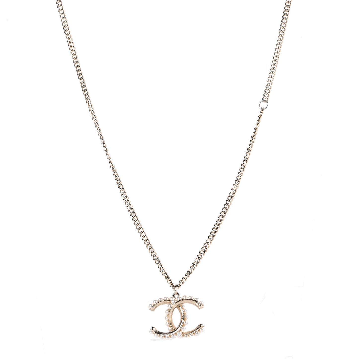 Pearl CC Pendant Necklace Gold