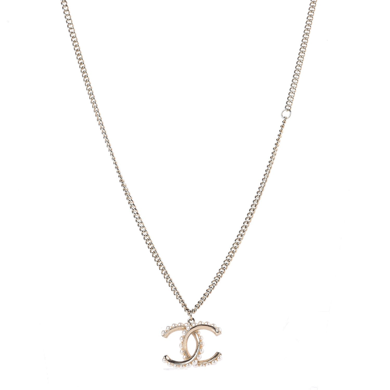 Chanel Pearl CC Pendant Necklace Gold 1 of 6