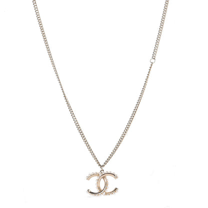 Chanel Pearl CC Pendant Necklace Gold 1 of 6