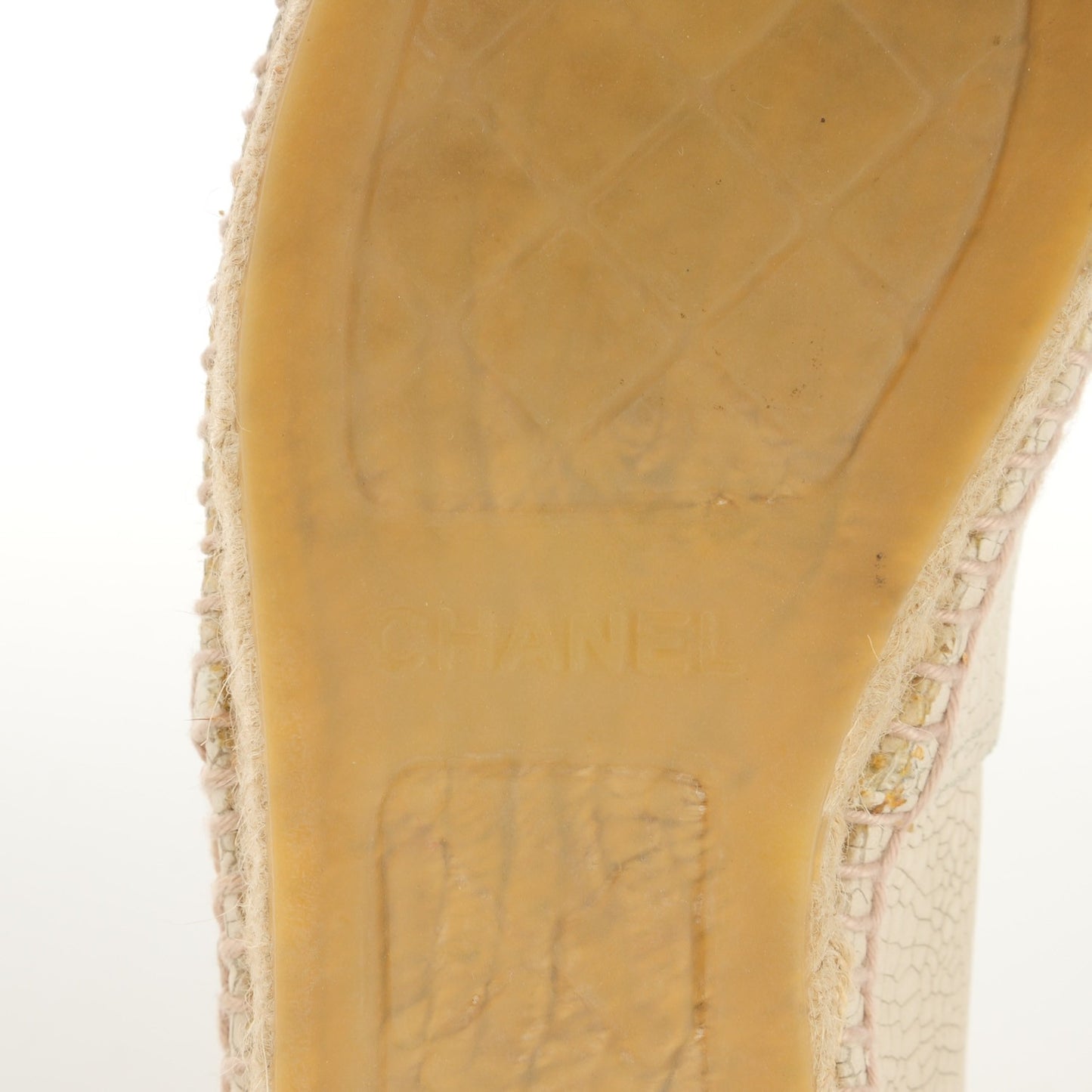 Crackled Leather Espadrilles 37 Beige Black