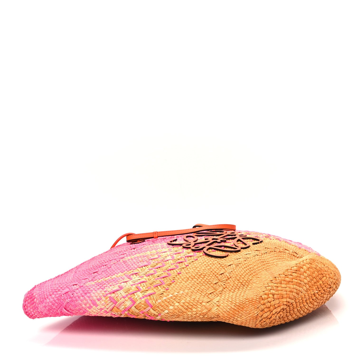Loewe Iraca Palm Calfskin Anagram Basket Bag Fuchsia 4 of 11