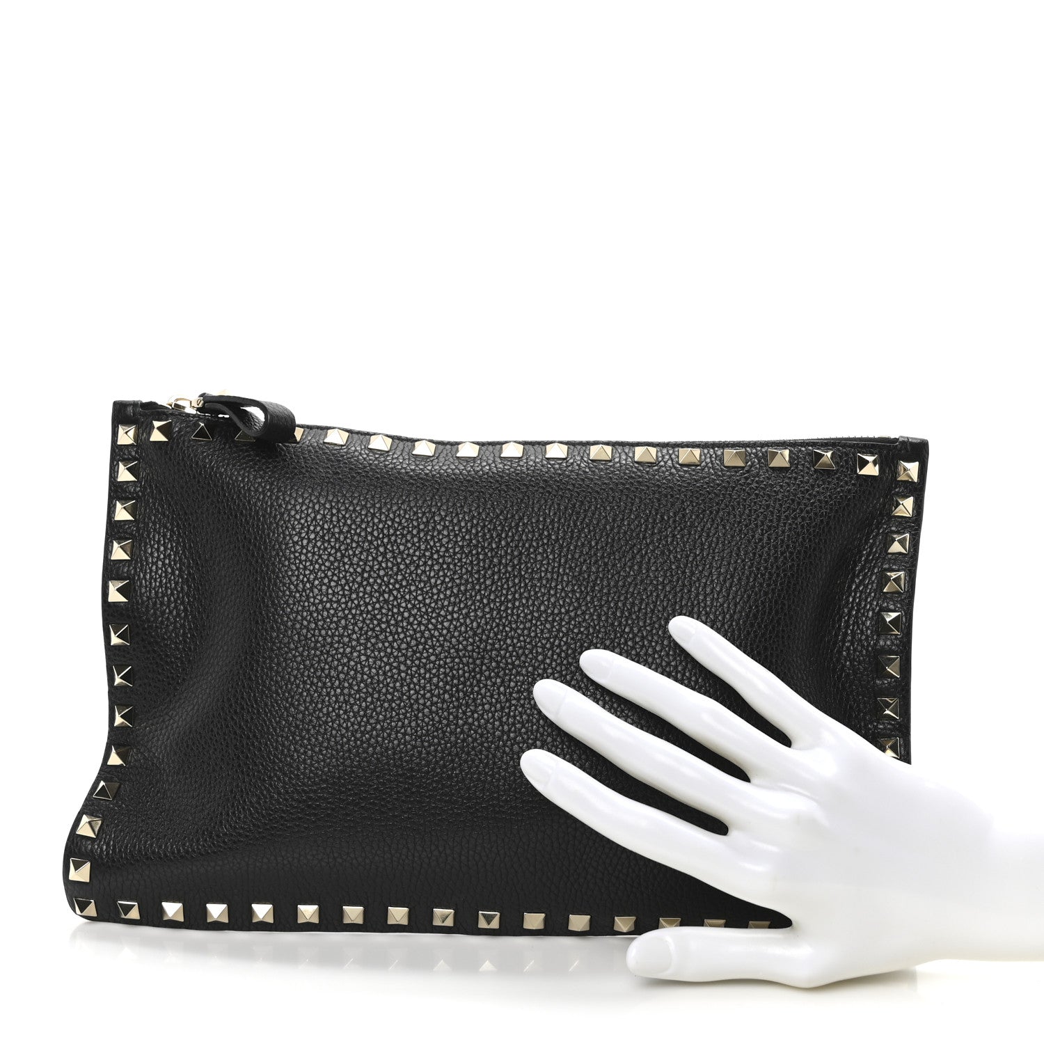 Valentino Garavani Calfskin Rockstud Zip Pouch Black Black 2 of 9