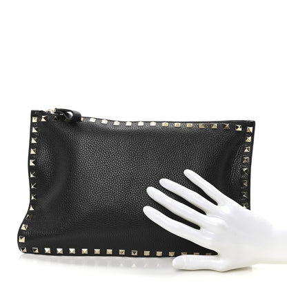 Valentino Garavani Calfskin Rockstud Zip Pouch Black Black 2 of 9