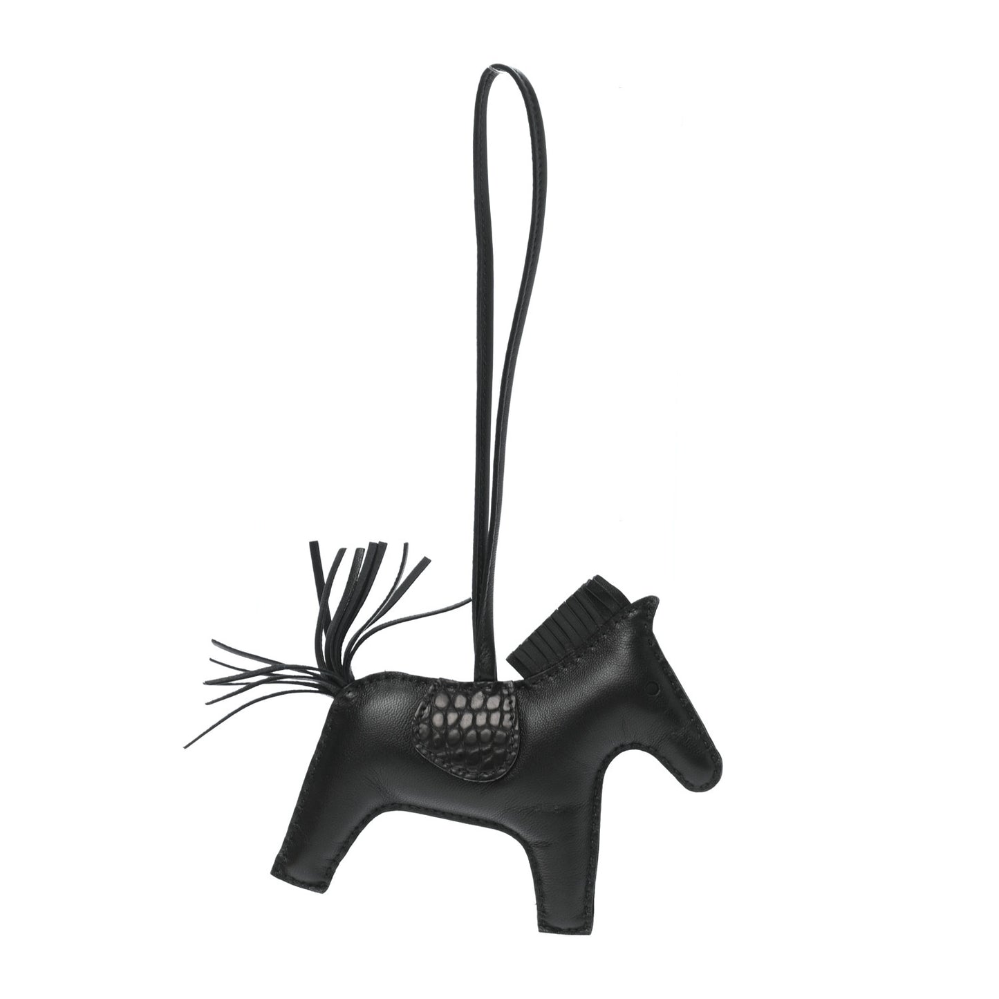 Milo Lambskin Matte Alligator Touch Grigri Rodeo Horse Bag Charm MM So Black