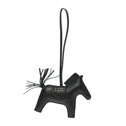 Hermes Milo Lambskin Matte Alligator Touch Grigri Rodeo Horse Bag Charm MM So Black 1 of 5