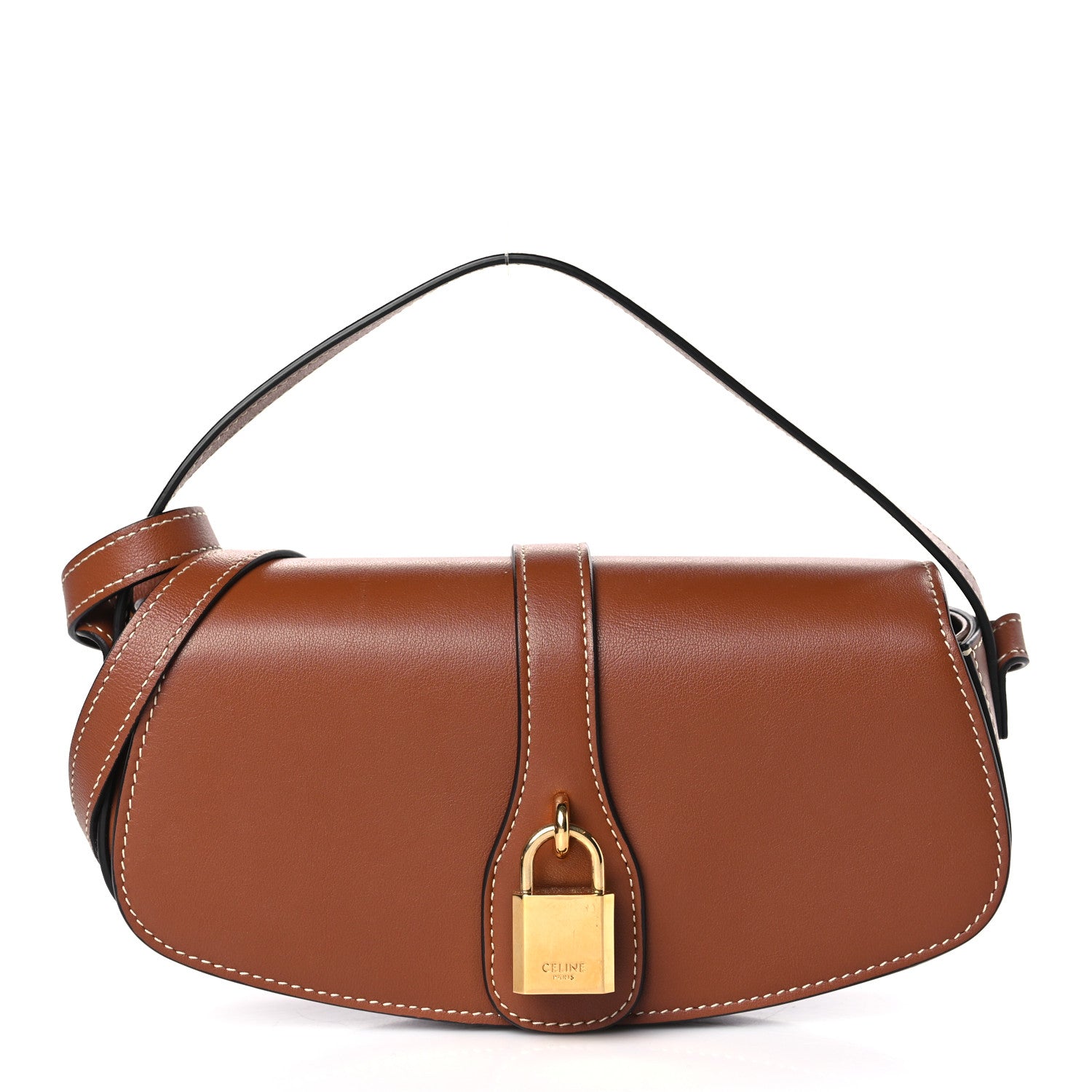Celine Smooth Calfskin Tabou Clutch On Strap Tan 1 of 8