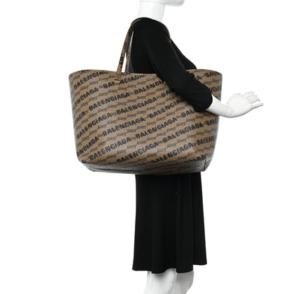 Balenciaga Coated Canvas BB Monogram Allover Logo Signature Tote Beige Brown Black 2 of 11