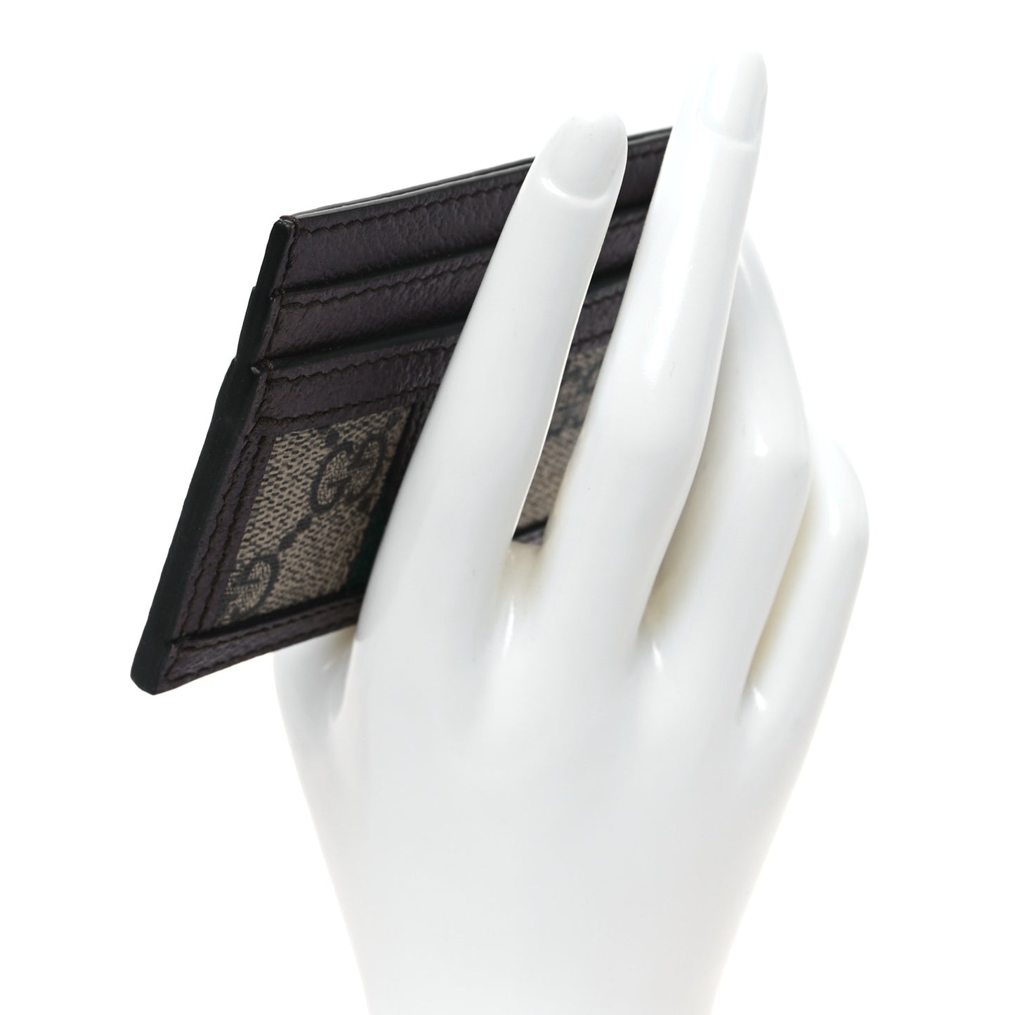 GG Supreme Monogram Ophidia Card Holder Brown