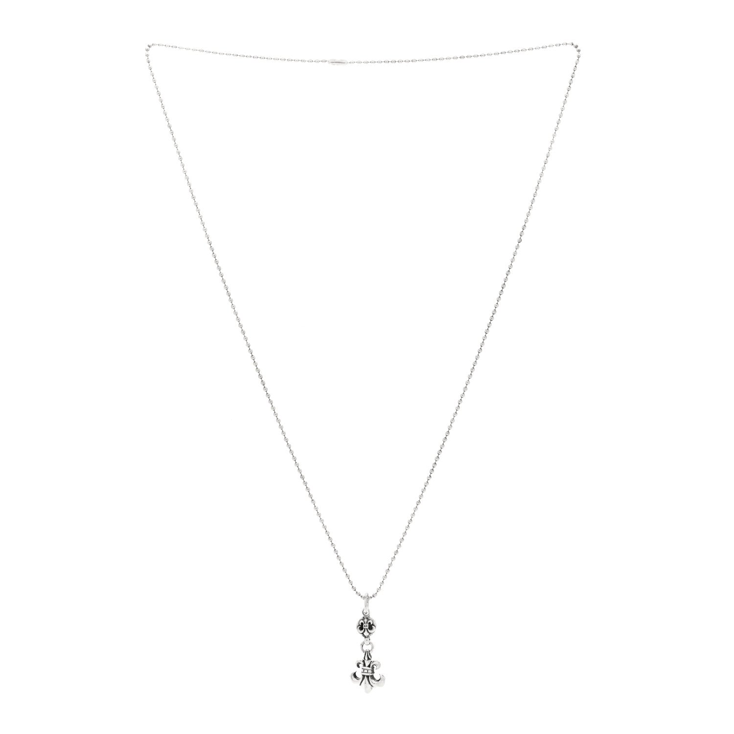Chrome Hearts Sterling Silver Ball BS Fleur de Lis Pendant Necklace 3 of 5