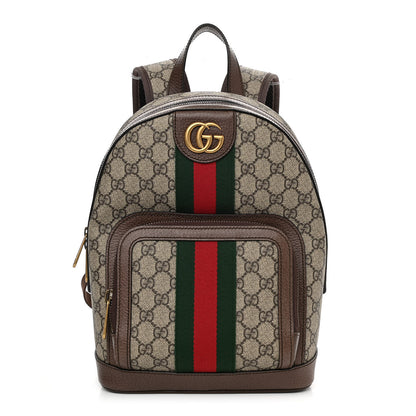 Gucci GG Supreme Monogram Calfskin Web Small Ophidia Day Backpack Beige Ebony New Acero 1 of 11