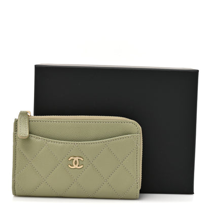 Chanel Caviar Quilted CC Zip Around Card Holder Khaki 8 of 8