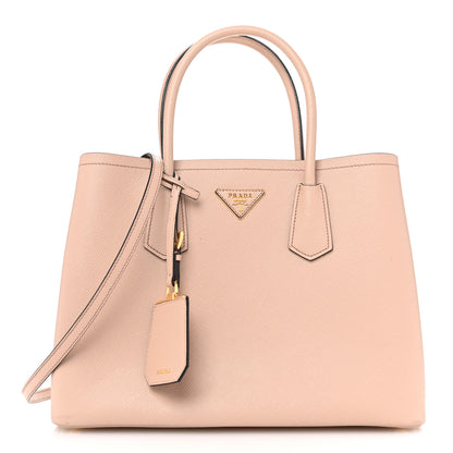 Prada Saffiano Cuir Small Double Bag Cammeo Black 1 of 11